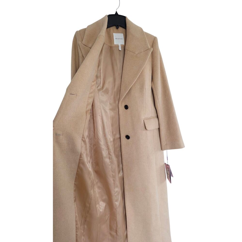 Avec Les Filles Strong Shoulder Hourglass Single Breasted Coat Beige Size Small - Picture 6 of 8